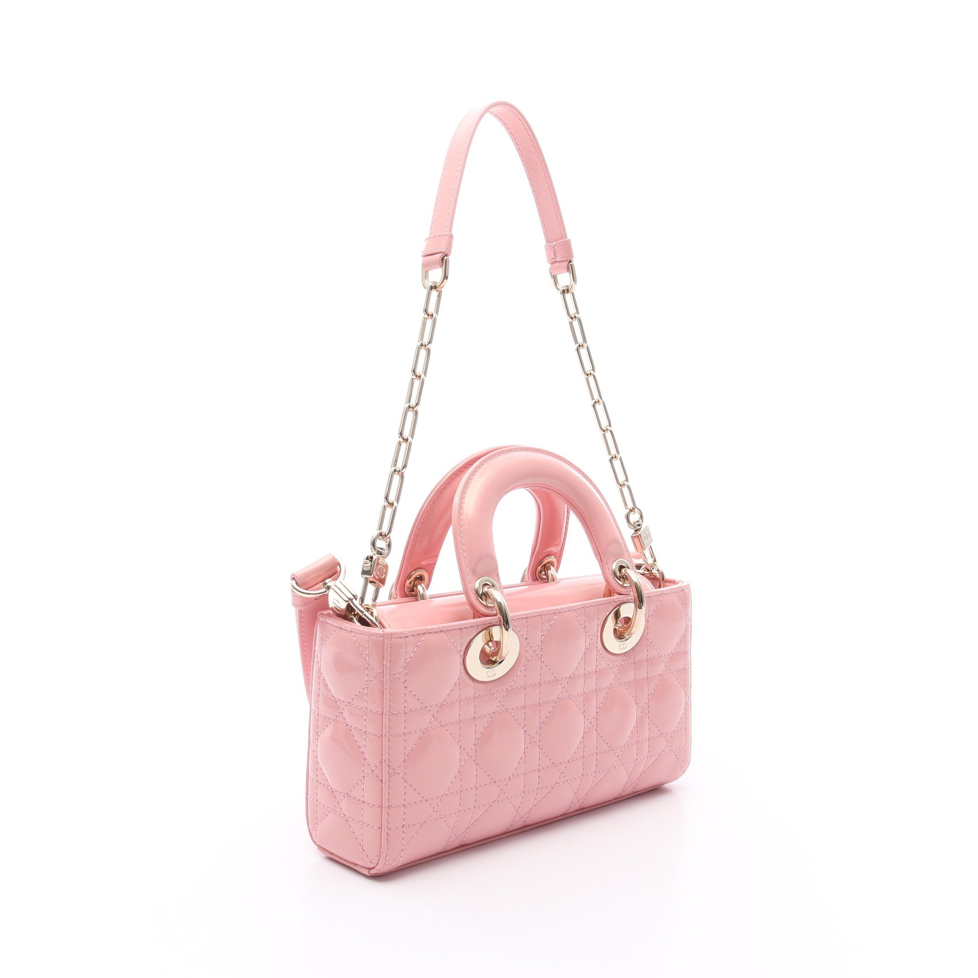LADY D-JOY スモール カナージュ ハンドバッグ エナメルレザー ピンク 3WAY クリスチャンディオール バッグ Christian Dior