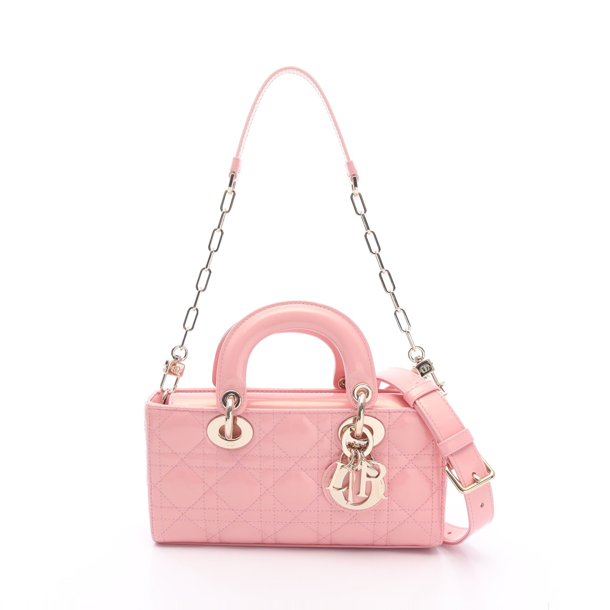 LADY D-JOY スモール カナージュ ハンドバッグ エナメルレザー ピンク 3WAY クリスチャンディオール バッグ Christian Dior