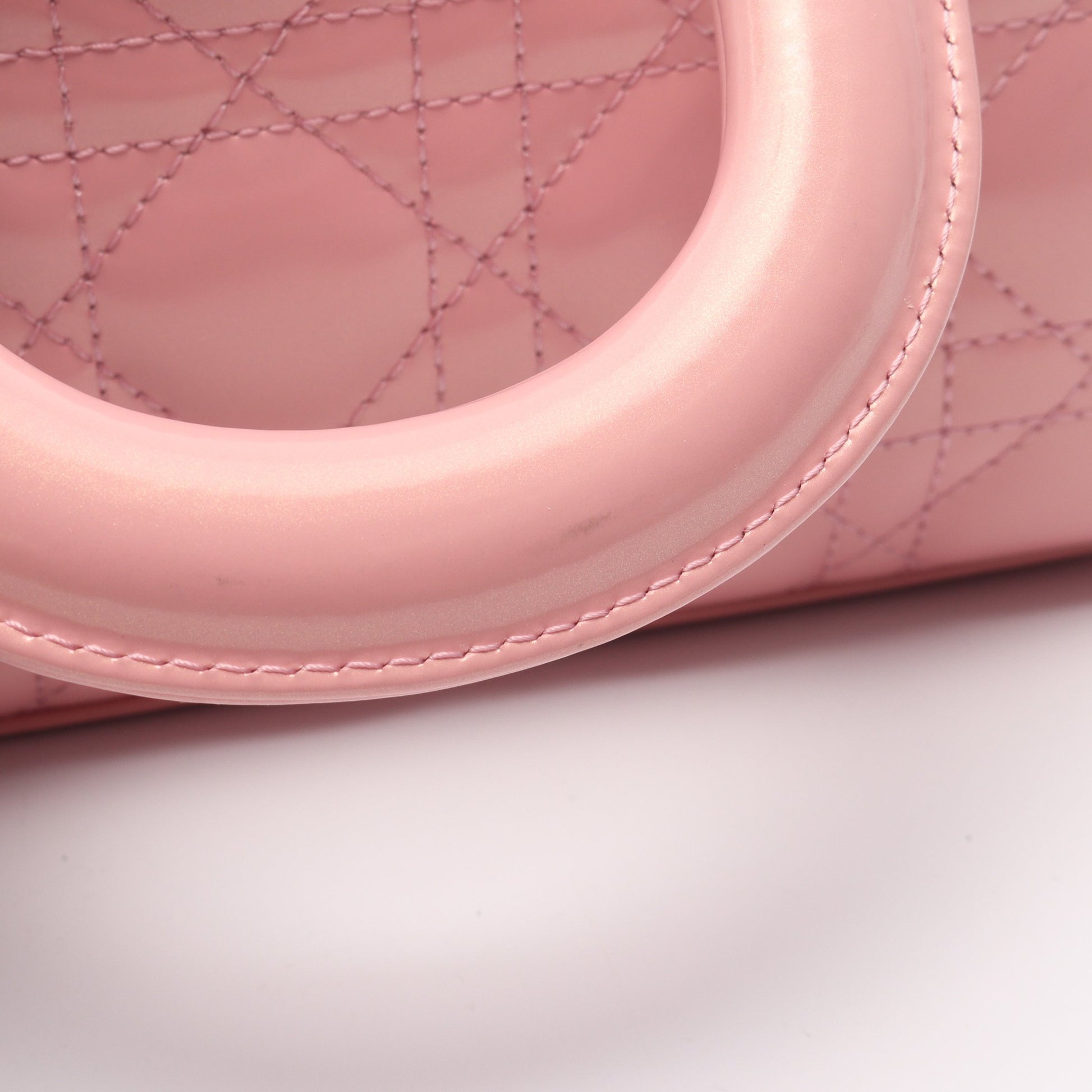 LADY D-JOY スモール カナージュ ハンドバッグ エナメルレザー ピンク 3WAY クリスチャンディオール バッグ Christian Dior