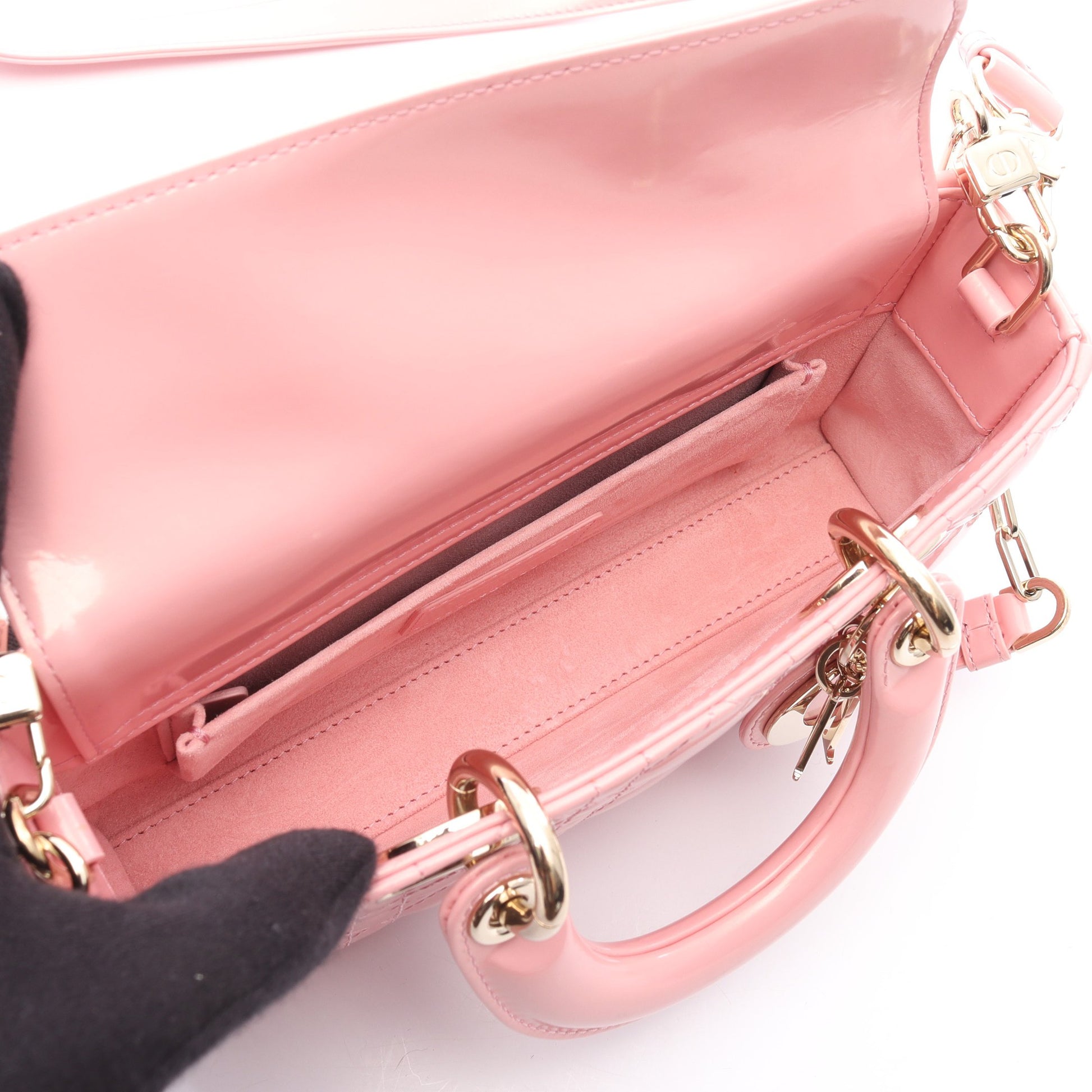 LADY D-JOY スモール カナージュ ハンドバッグ エナメルレザー ピンク 3WAY クリスチャンディオール バッグ Christian Dior