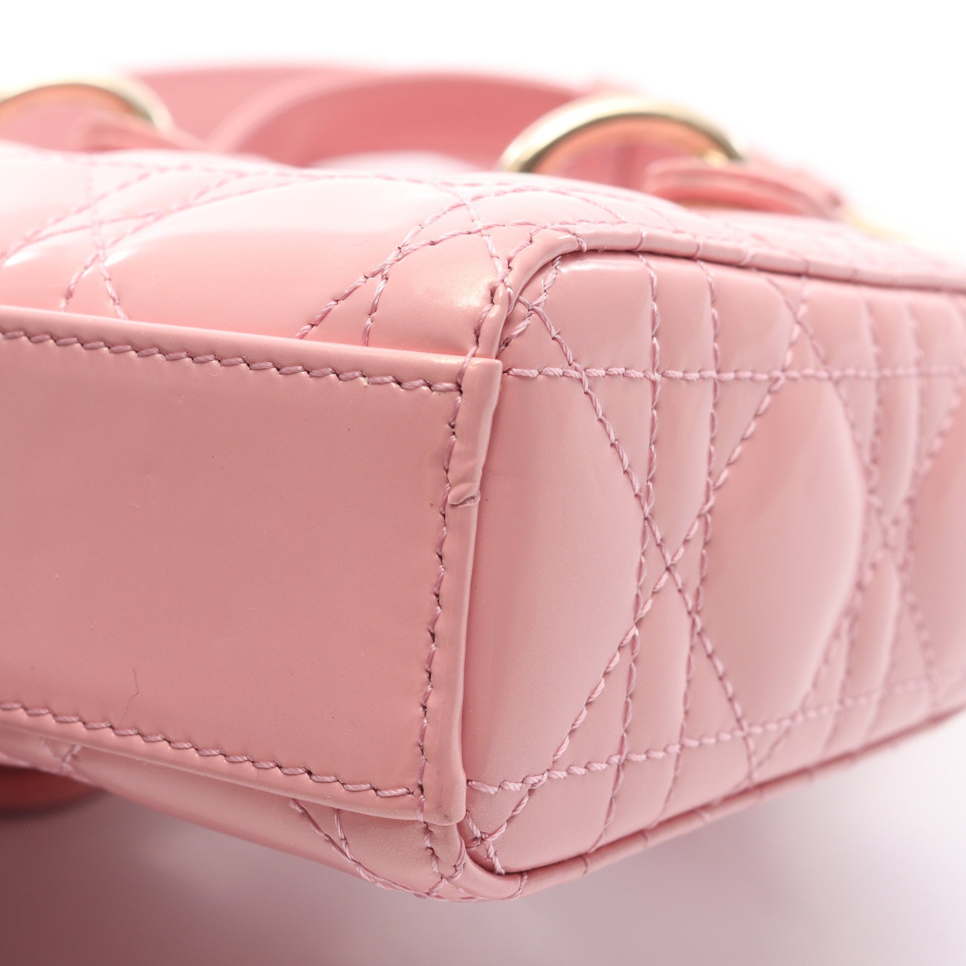 LADY D-JOY スモール カナージュ ハンドバッグ エナメルレザー ピンク 3WAY クリスチャンディオール バッグ Christian Dior