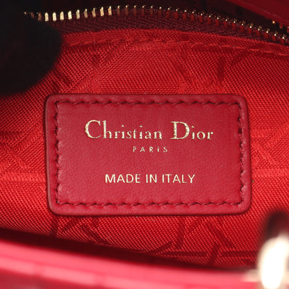 レディディオール スモール カナージュ ハンドバッグ レザー ピンクレッド 2WAY クリスチャンディオール バッグ Christian Dior