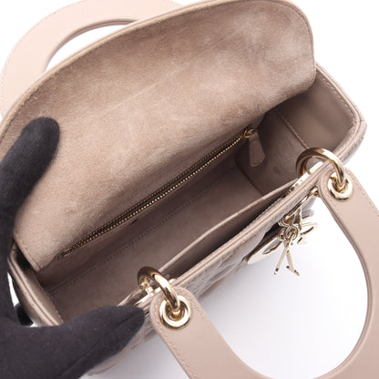 レディディオール スモール カナージュ ハンドバッグ レザー グレーベージュ 2WAY クリスチャンディオール バッグ Christian Dior