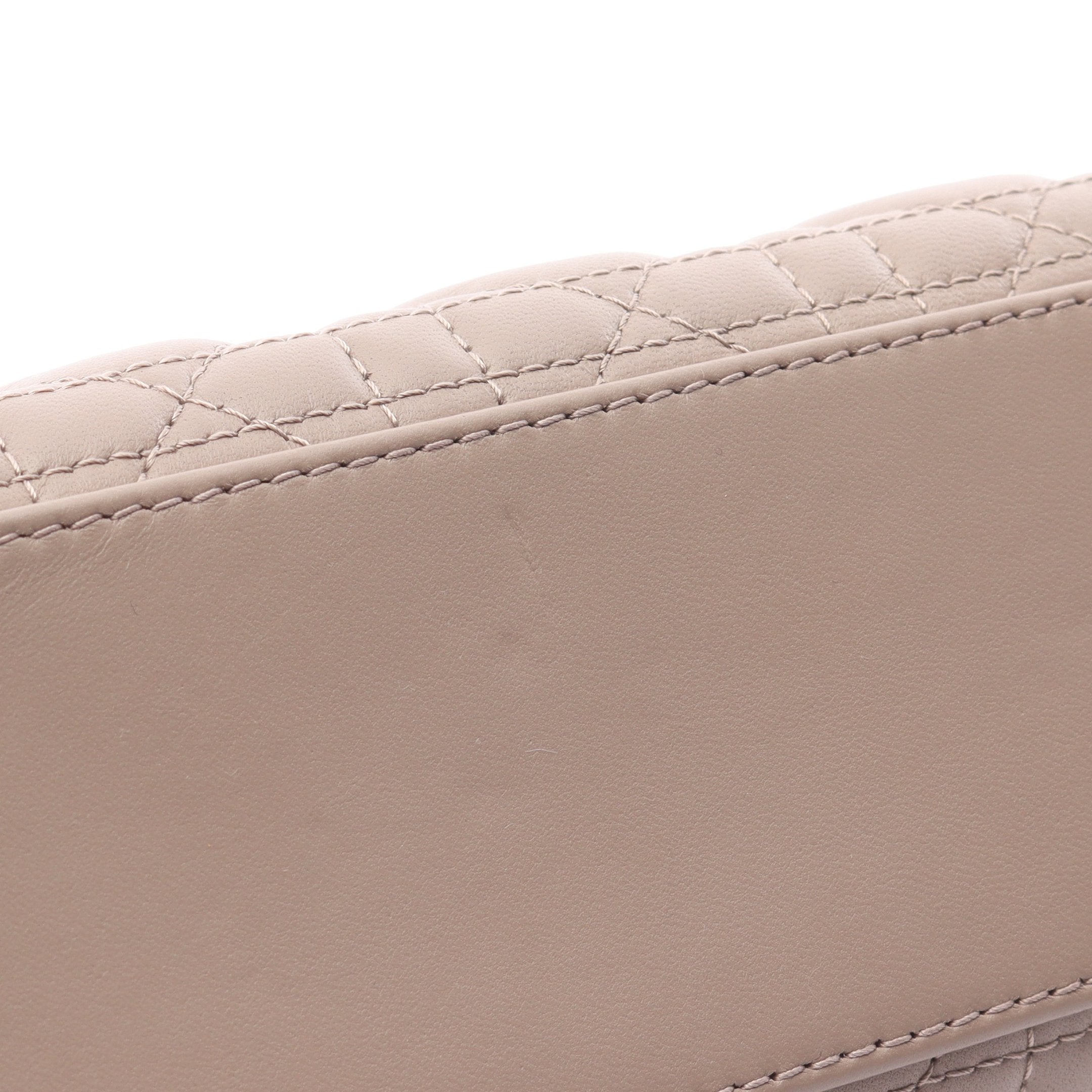 レディディオール スモール カナージュ ハンドバッグ レザー グレー