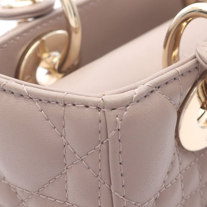 レディディオール スモール カナージュ ハンドバッグ レザー グレーベージュ 2WAY クリスチャンディオール バッグ Christian Dior