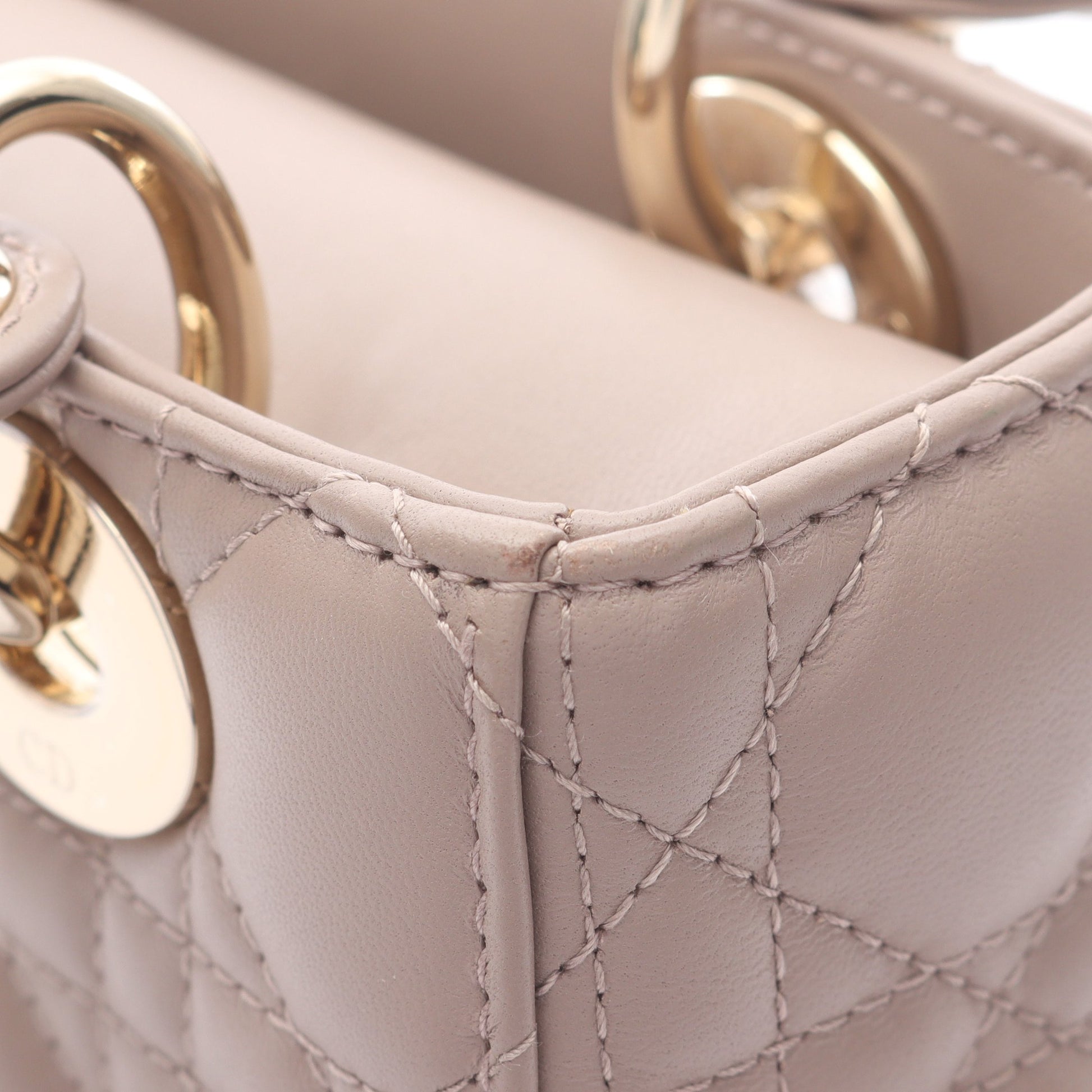 レディディオール スモール カナージュ ハンドバッグ レザー グレーベージュ 2WAY クリスチャンディオール バッグ Christian Dior