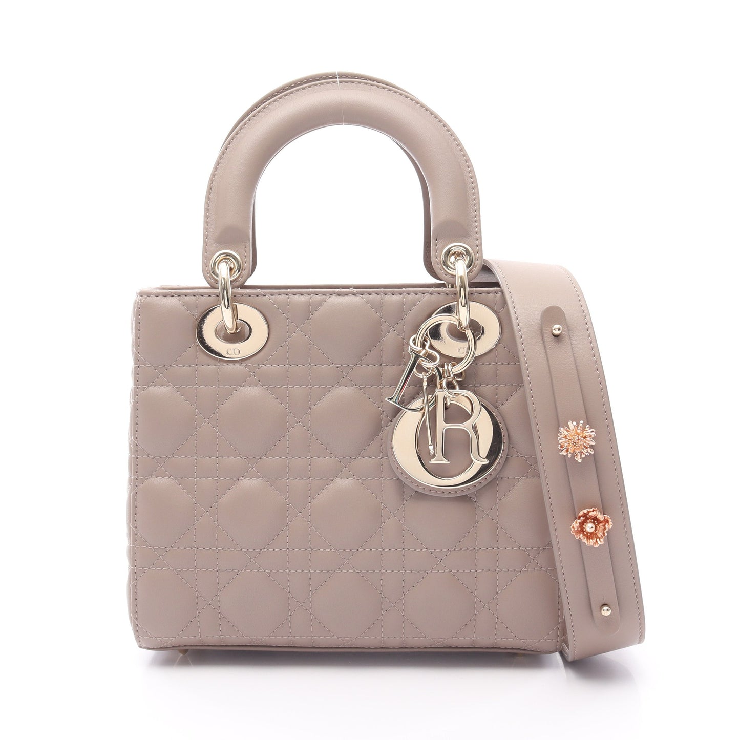 レディディオール スモール カナージュ ハンドバッグ レザー グレーベージュ 2WAY クリスチャンディオール バッグ Christian Dior