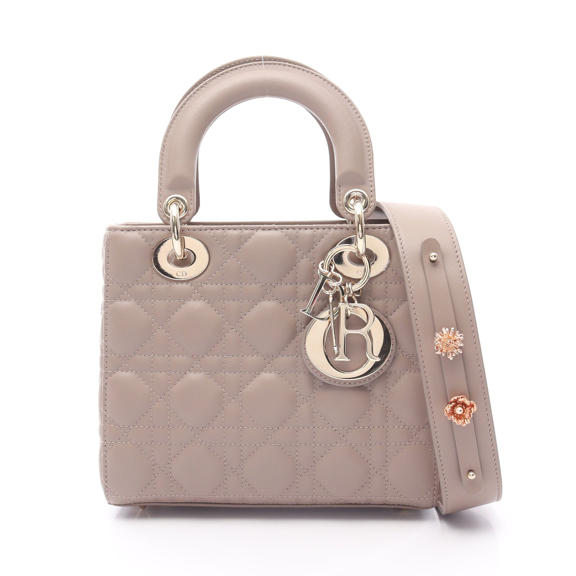 レディディオール スモール カナージュ ハンドバッグ レザー グレーベージュ 2WAY クリスチャンディオール バッグ Christian Dior