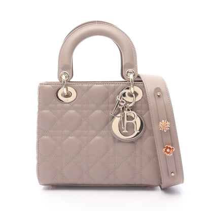 レディディオール スモール カナージュ ハンドバッグ レザー グレーベージュ 2WAY クリスチャンディオール バッグ Christian Dior