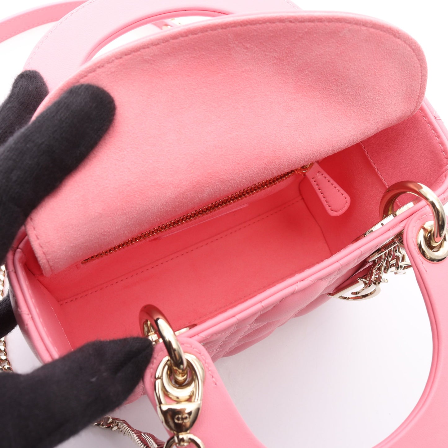 レディディオール ミニ カナージュ ハンドバッグ レザー ピンク 2WAY クリスチャンディオール バッグ Christian Dior