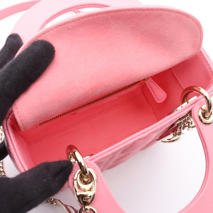 レディディオール ミニ カナージュ ハンドバッグ レザー ピンク 2WAY クリスチャンディオール バッグ Christian Dior
