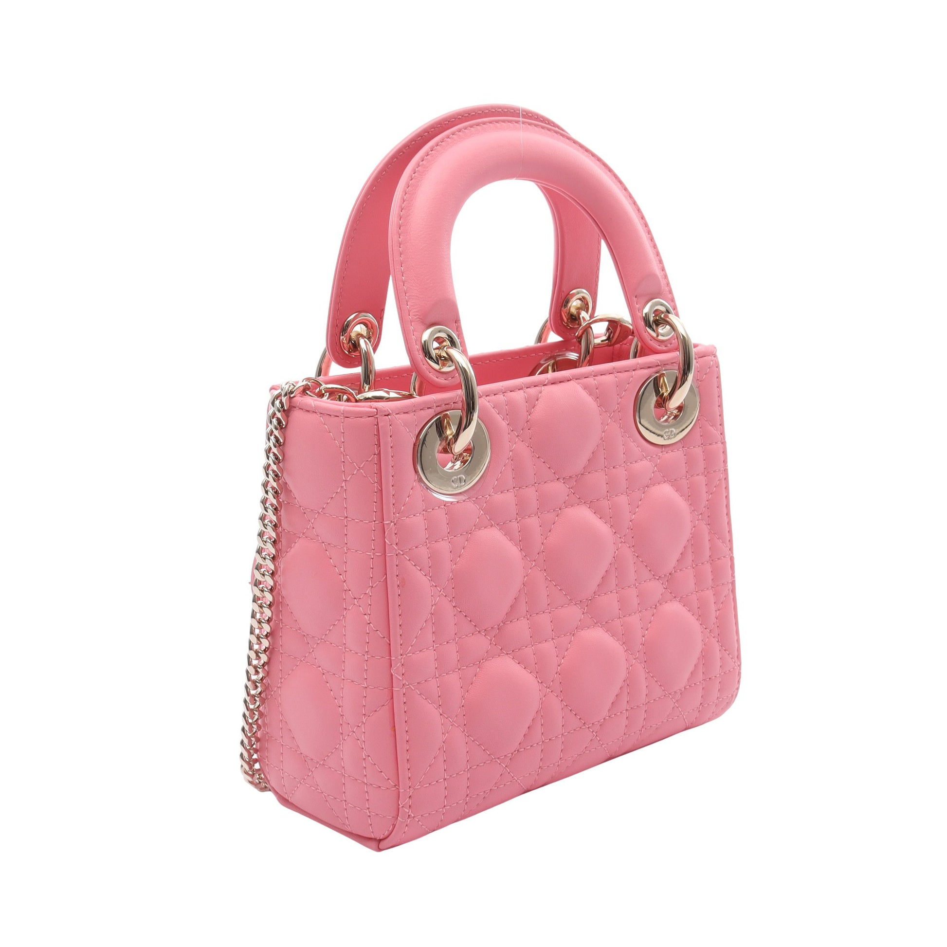 レディディオール ミニ カナージュ ハンドバッグ レザー ピンク 2WAY クリスチャンディオール バッグ Christian Dior