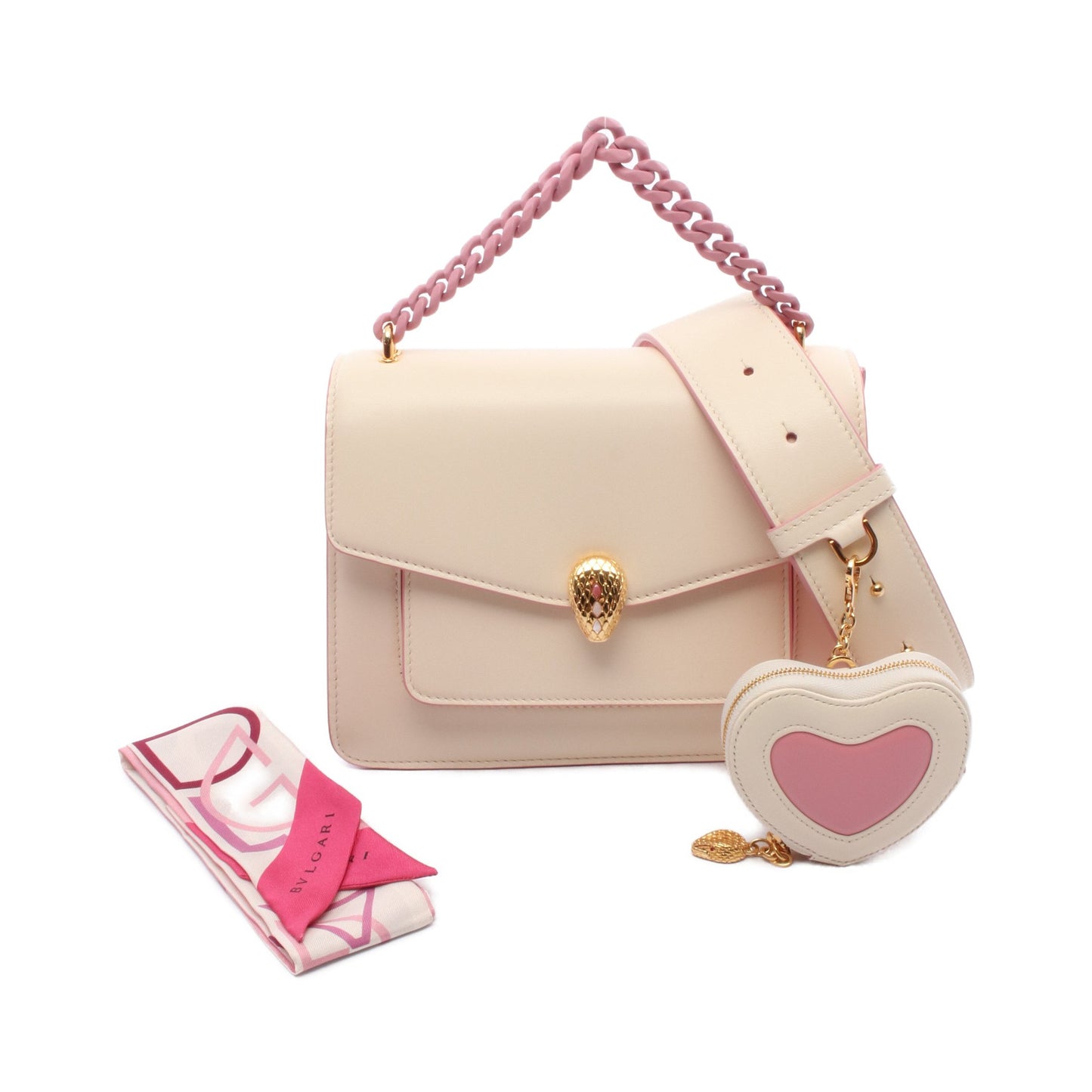 セルペンティ フォーエバー チェーンハンドバッグ レザー アイボリー ピンク 2WAY ブルガリ バッグ BVLGARI
