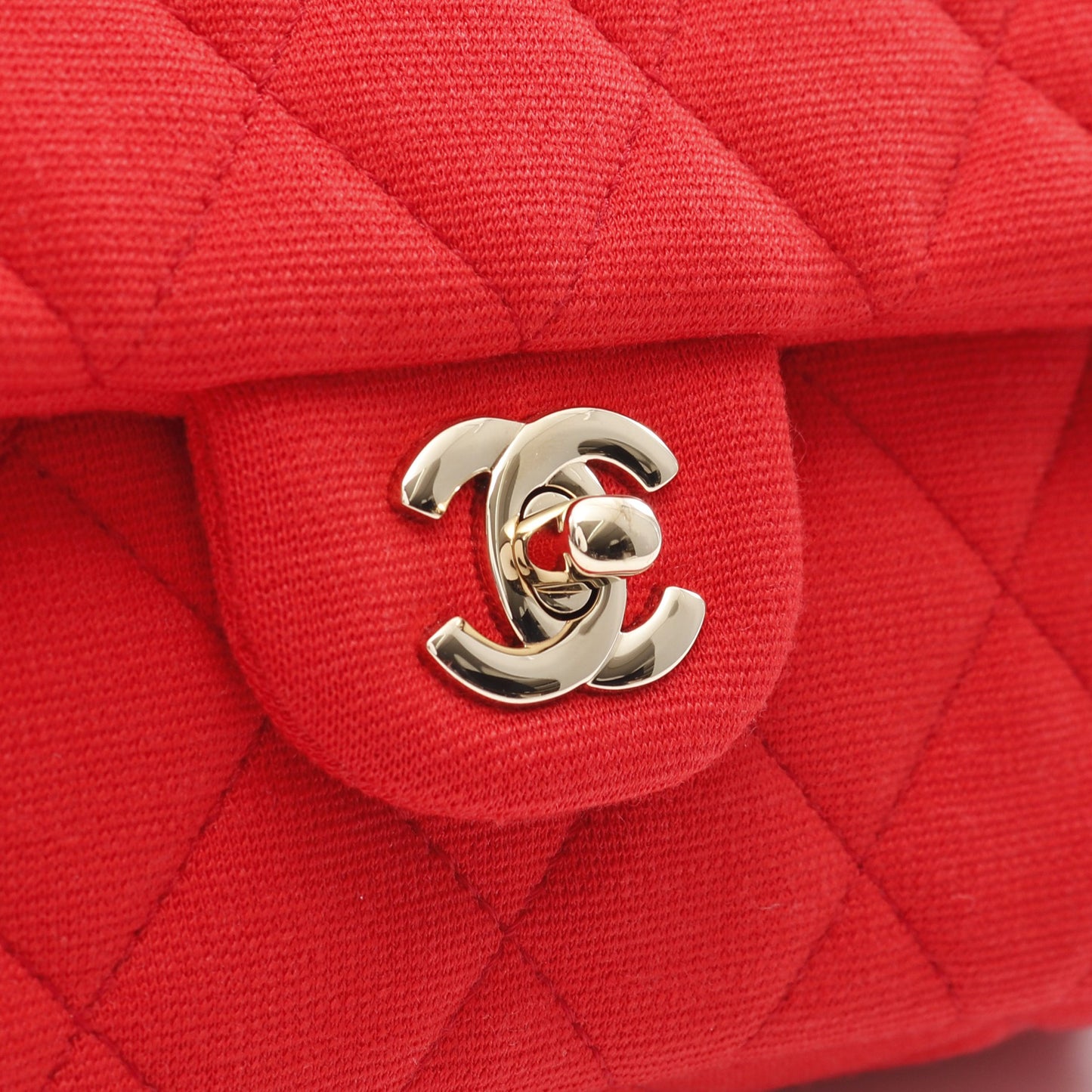 マトラッセ クラッチバッグ コットン レッド ゴールド金具 シャネル バッグ CHANEL