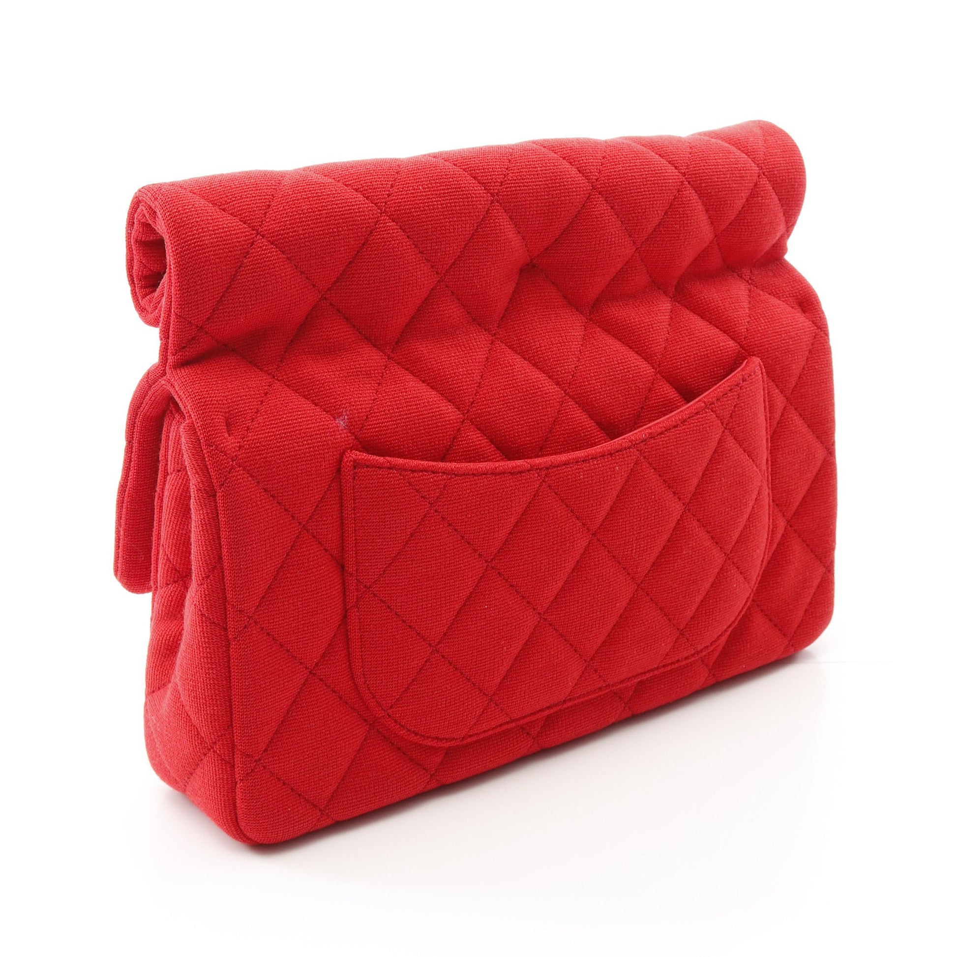 マトラッセ クラッチバッグ コットン レッド ゴールド金具 シャネル バッグ CHANEL