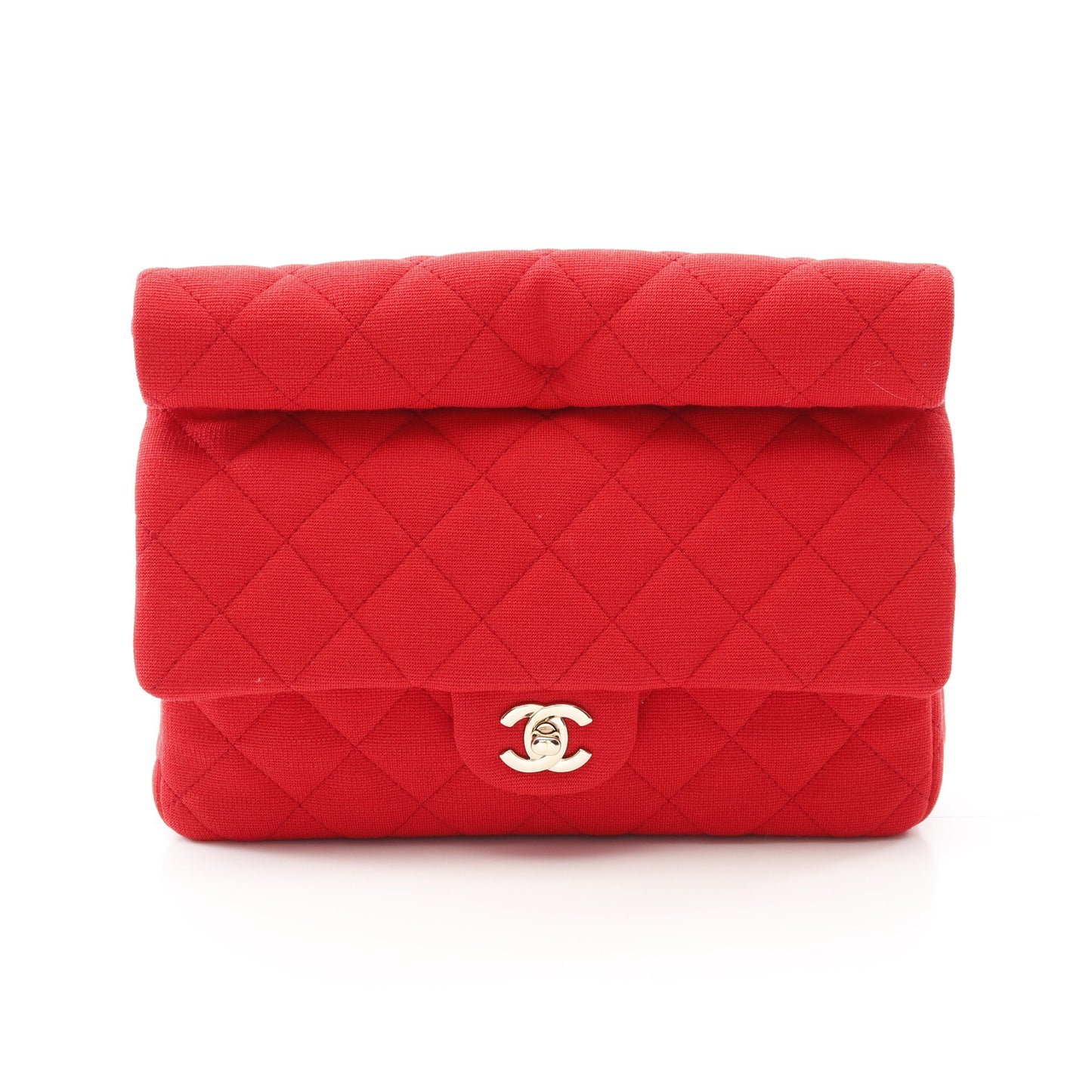 マトラッセ クラッチバッグ コットン レッド ゴールド金具 シャネル バッグ CHANEL