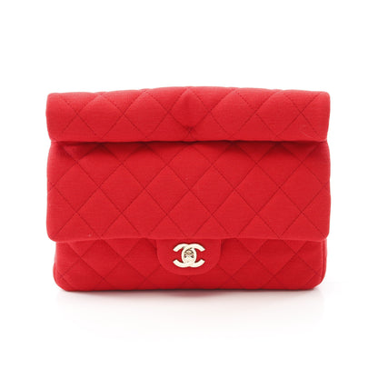 マトラッセ クラッチバッグ コットン レッド ゴールド金具 シャネル バッグ CHANEL