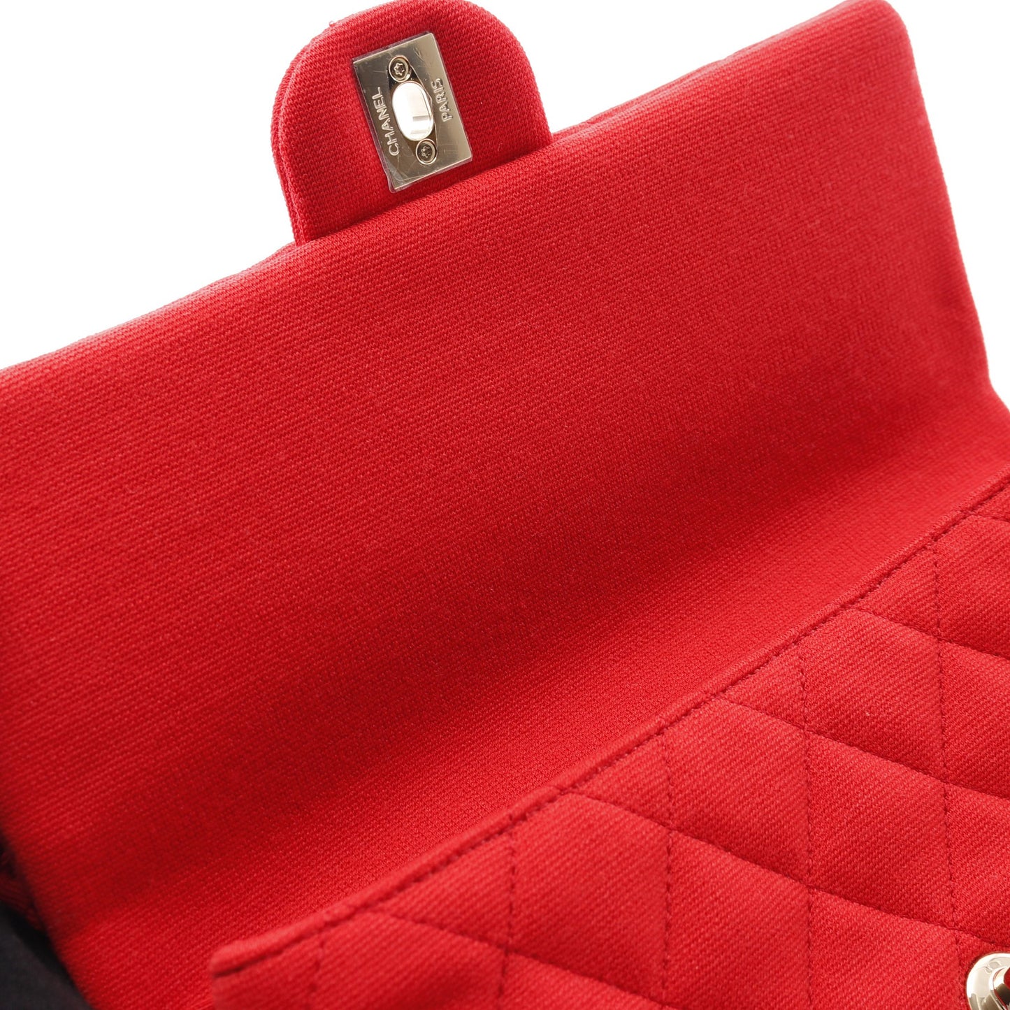 マトラッセ クラッチバッグ コットン レッド ゴールド金具 シャネル バッグ CHANEL