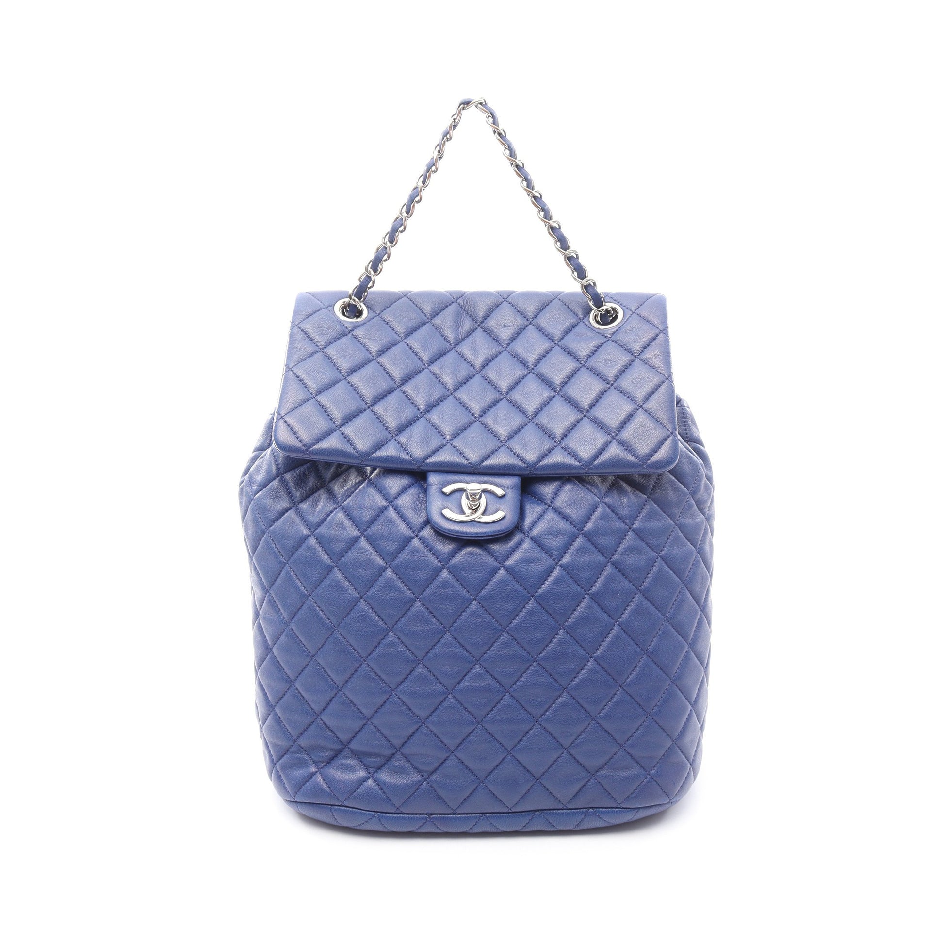 マトラッセ バックパック リュックサック ラムスキン ブルー シルバー金具 シャネル バッグ CHANEL