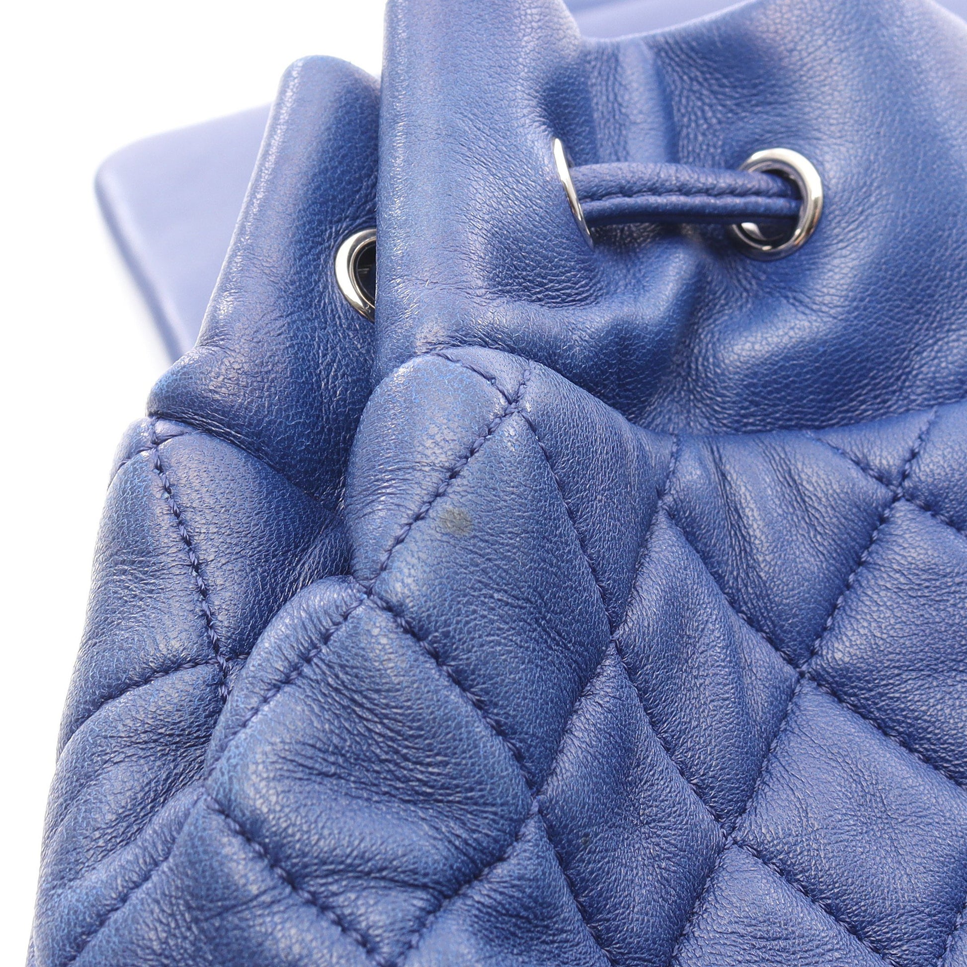 マトラッセ バックパック リュックサック ラムスキン ブルー シルバー金具 シャネル バッグ CHANEL