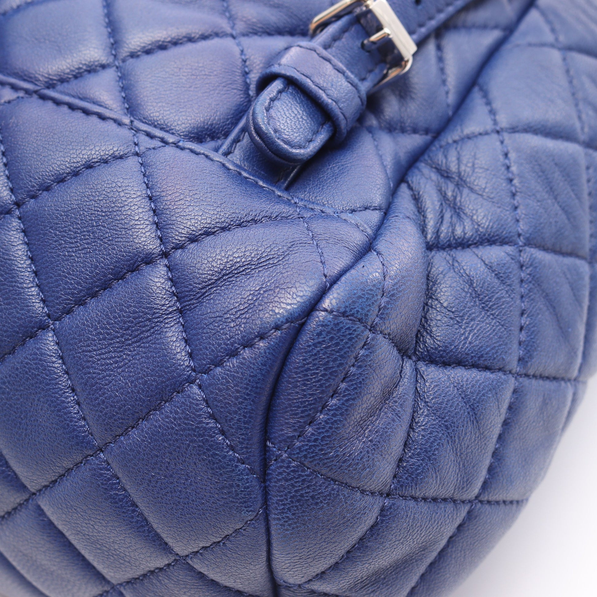 マトラッセ バックパック リュックサック ラムスキン ブルー シルバー金具 シャネル バッグ CHANEL