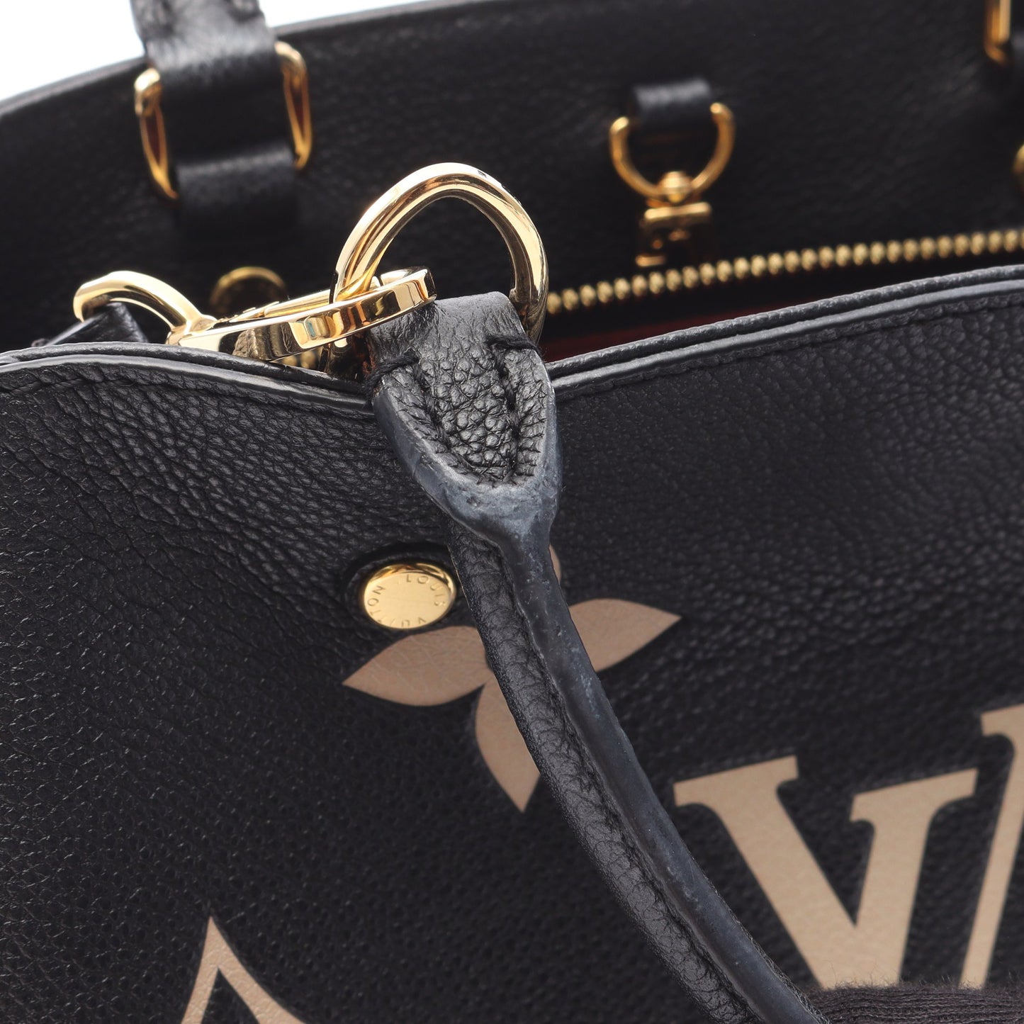 モンテーニュBB バイカラーモノグラムアンプラント ハンドバッグ レザー ブラック ベージュ ルイヴィトン バッグ LOUIS VUITTON