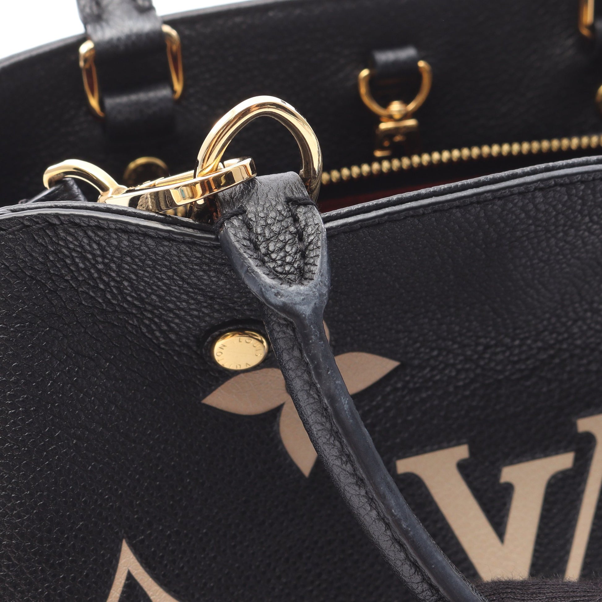 モンテーニュBB バイカラーモノグラムアンプラント ハンドバッグ レザー ブラック ベージュ ルイヴィトン バッグ LOUIS VUITTON