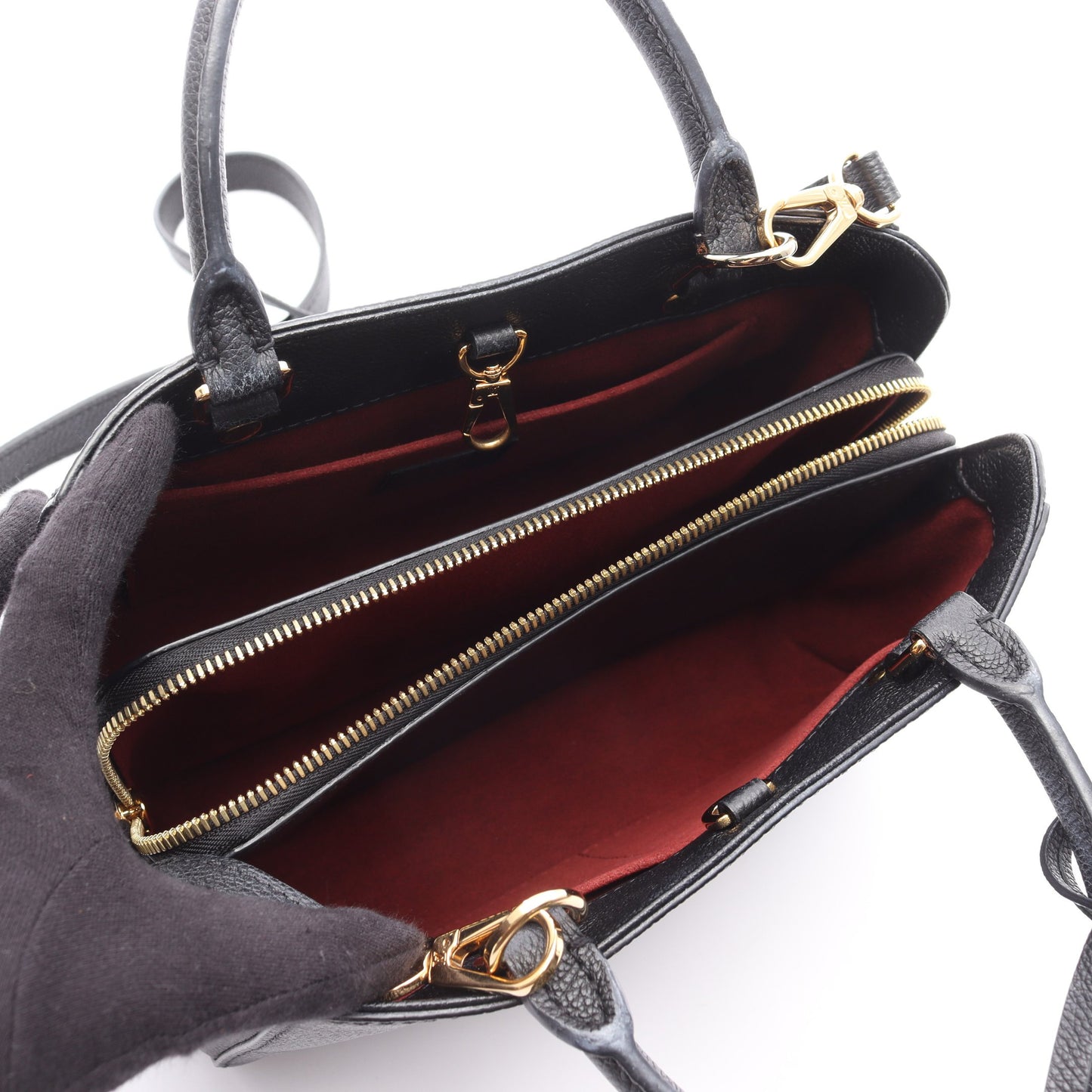 モンテーニュBB バイカラーモノグラムアンプラント ハンドバッグ レザー ブラック ベージュ ルイヴィトン バッグ LOUIS VUITTON