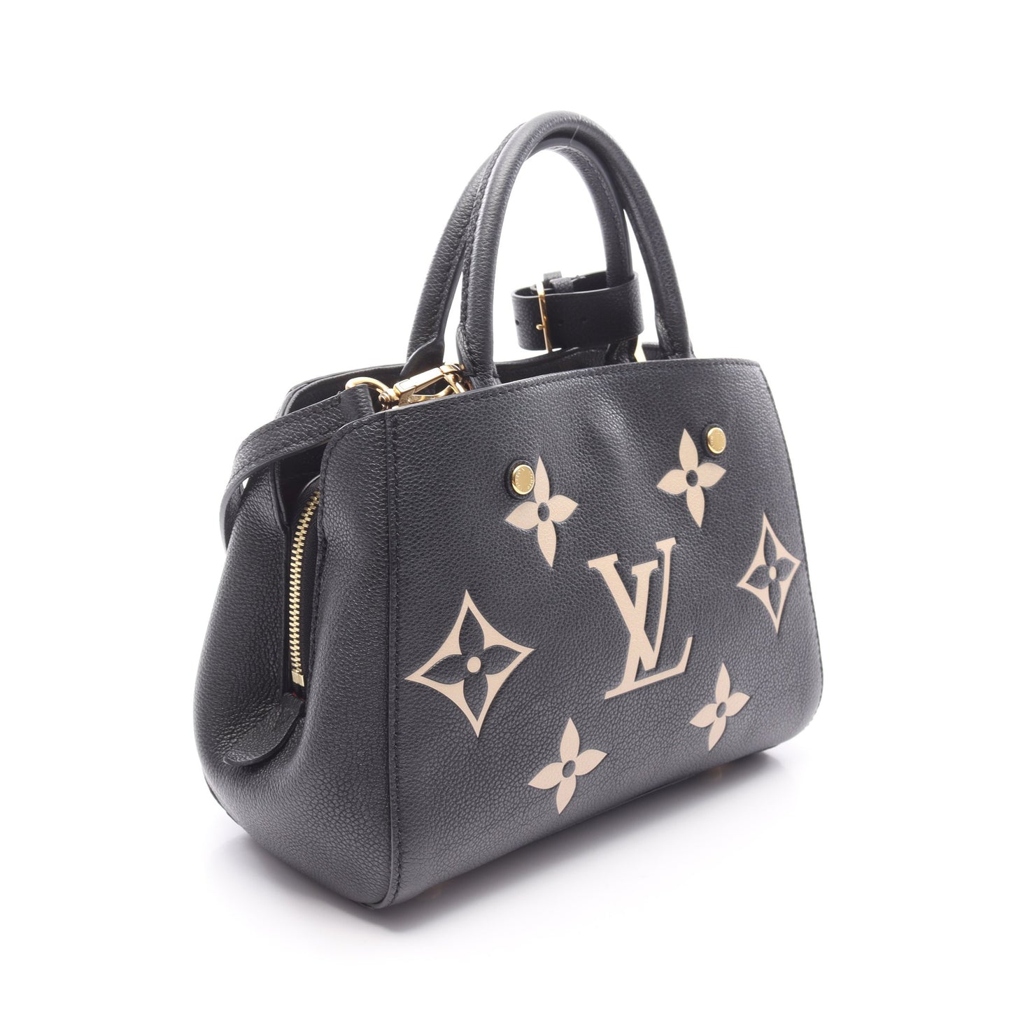 モンテーニュBB バイカラーモノグラムアンプラント ハンドバッグ レザー ブラック ベージュ ルイヴィトン バッグ LOUIS VUITTON