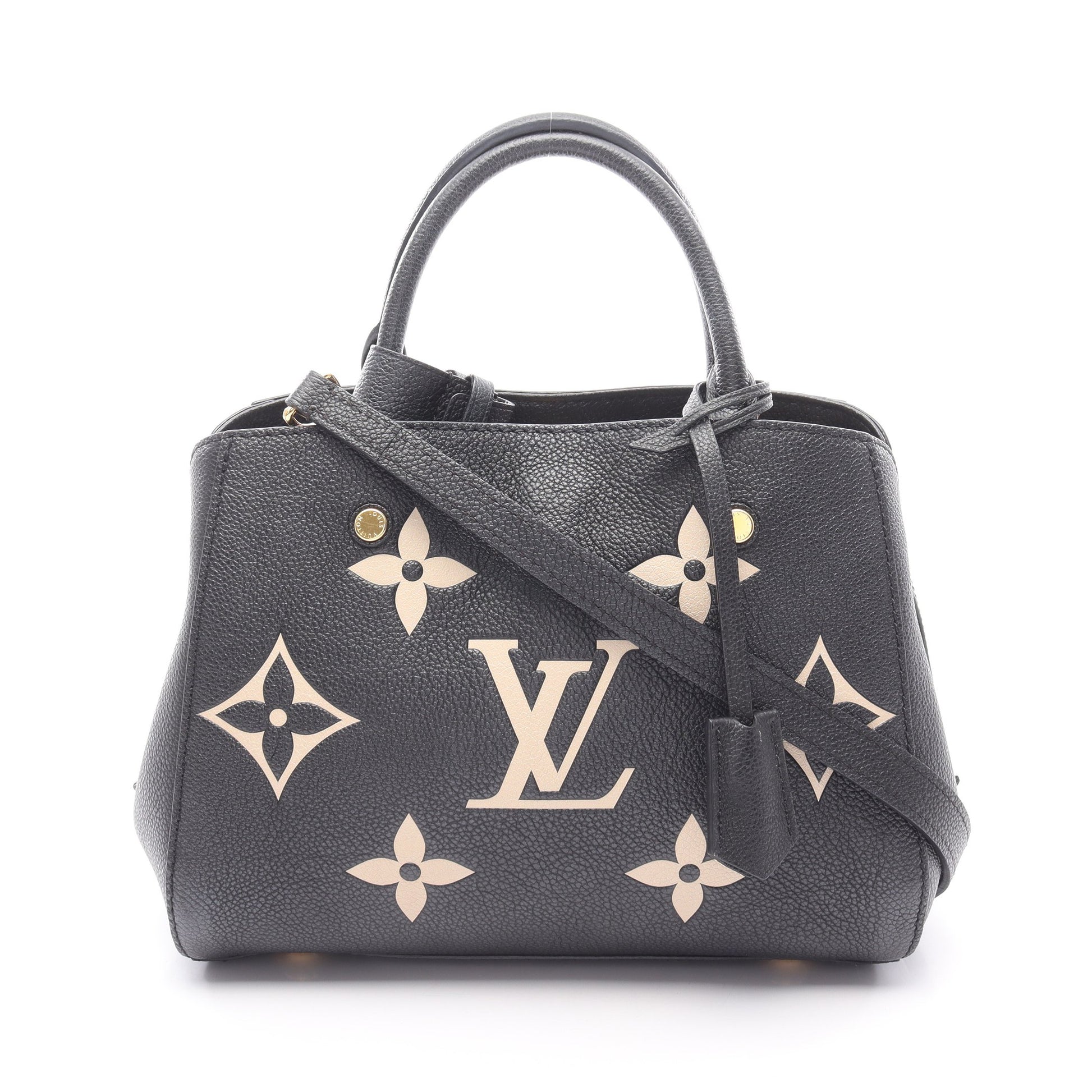モンテーニュBB バイカラーモノグラムアンプラント ハンドバッグ レザー ブラック ベージュ ルイヴィトン バッグ LOUIS VUITTON