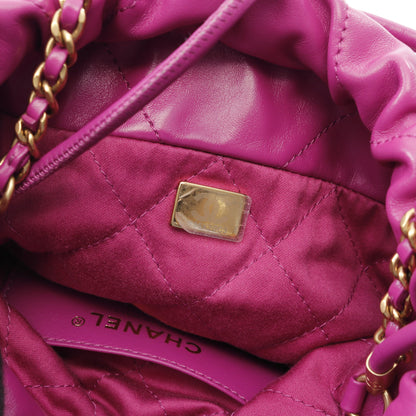CHANEL 22 ミニ チェーンショルダーバッグ レザー パープル ゴールド金具 2WAY シャネル バッグ CHANEL