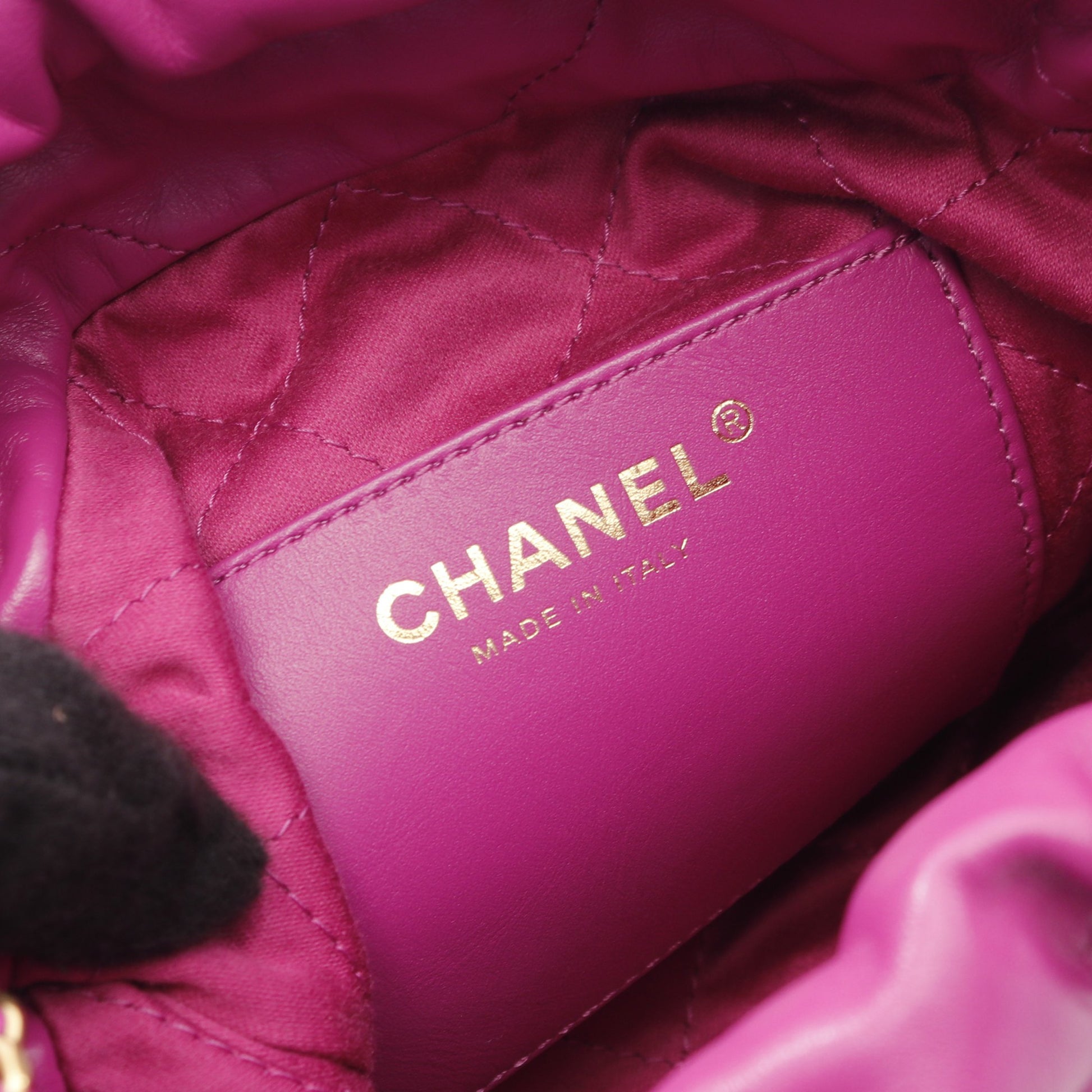 CHANEL 22 ミニ チェーンショルダーバッグ レザー パープル ゴールド金具 2WAY シャネル バッグ CHANEL