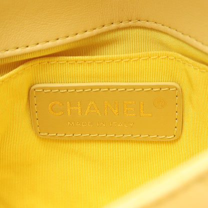 マトラッセ チェーンショルダーバッグ ラムスキン ライトイエロー ゴールド金具 シャネル バッグ CHANEL