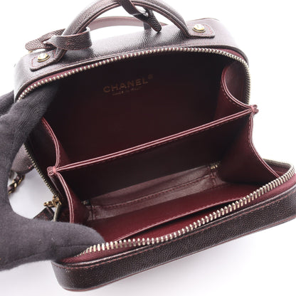 CCフィグリー スモール バニティバッグ チェーンショルダーバッグ キャビアスキン ダークパープル ゴールド金具 2WAY シャネル バッグ CHANEL