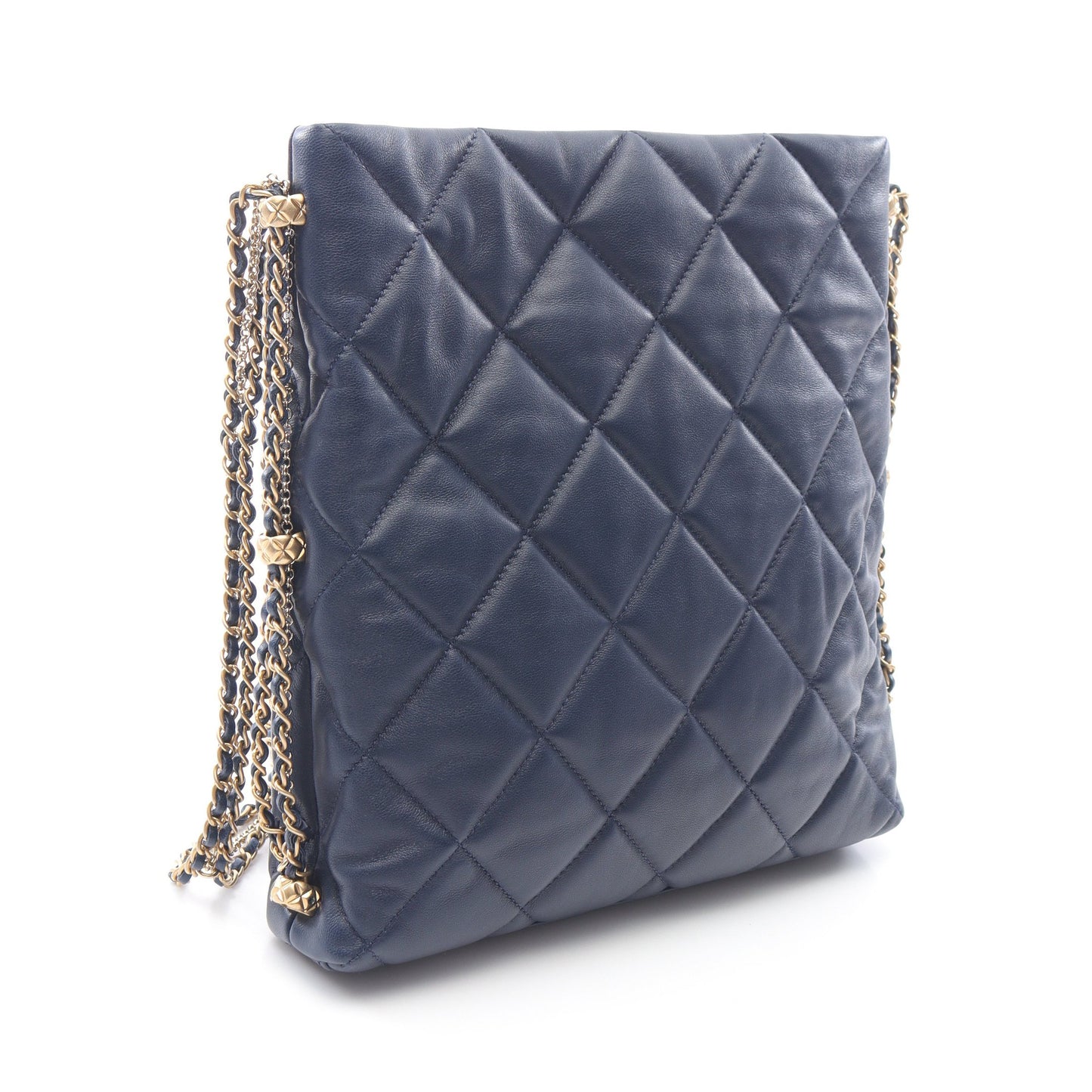 マトラッセ チェーンショルダーバッグ ラムスキン ネイビー ゴールド金具 シャネル バッグ CHANEL