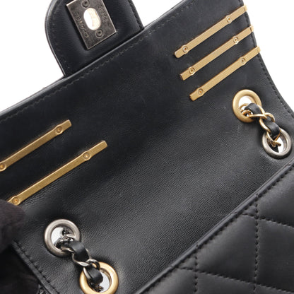 マトラッセ Wチェーンショルダーバッグ ラムスキン ブラック コンビ金具 シャネル バッグ CHANEL
