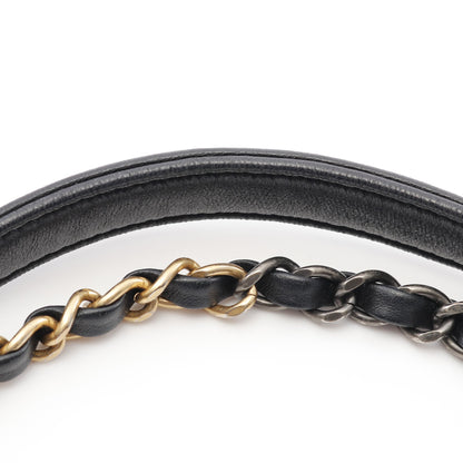 マトラッセ Wチェーンショルダーバッグ ラムスキン ブラック コンビ金具 シャネル バッグ CHANEL