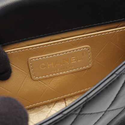 マトラッセ Wチェーンショルダーバッグ ラムスキン ブラック コンビ金具 シャネル バッグ CHANEL