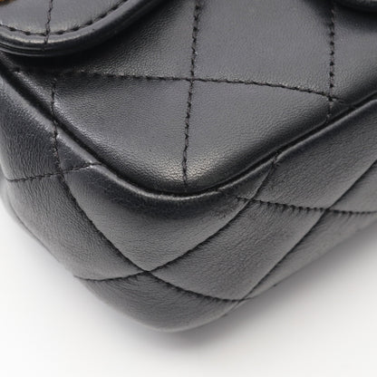 マトラッセ Wチェーンショルダーバッグ ラムスキン ブラック コンビ金具 シャネル バッグ CHANEL