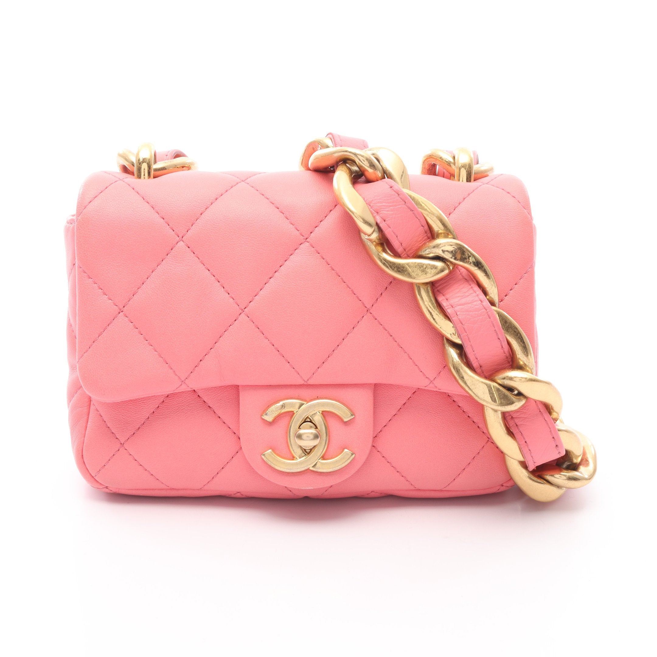 CHANEL マトラッセ　ショルダーバッグ　ワンショルダーバッグ　ピンク　レア ミニマトラッセ チェーンショルダーバッグ レザー ピンク ゴールド金具