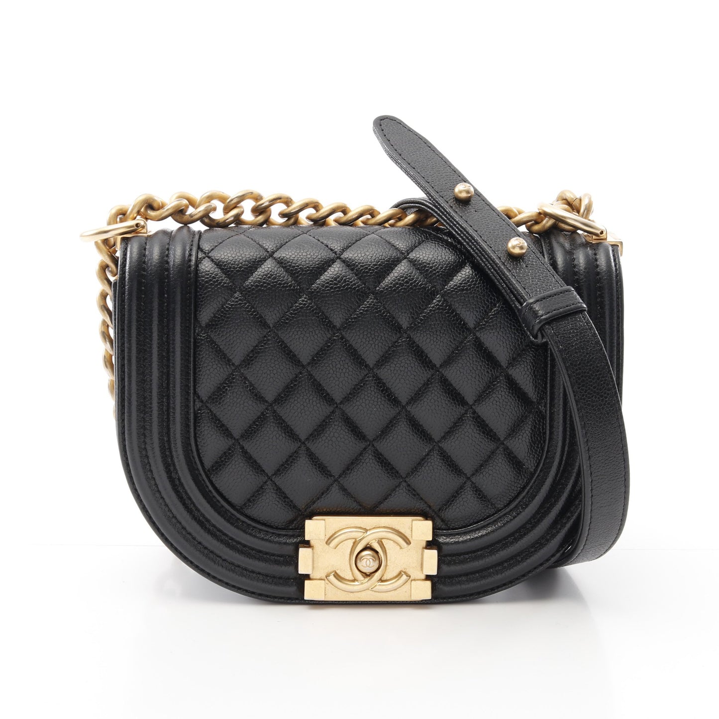 ボーイシャネル チェーンショルダーバッグ キャビアスキン ブラック ゴールド金具 シャネル バッグ CHANEL