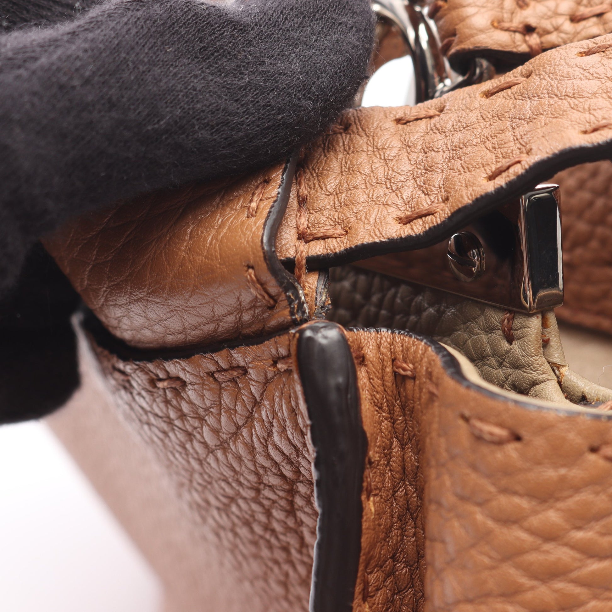 ピーカブー レギュラー セレリア ハンドバッグ レザー ブラウン 2WAY フェンディ バッグ FENDI