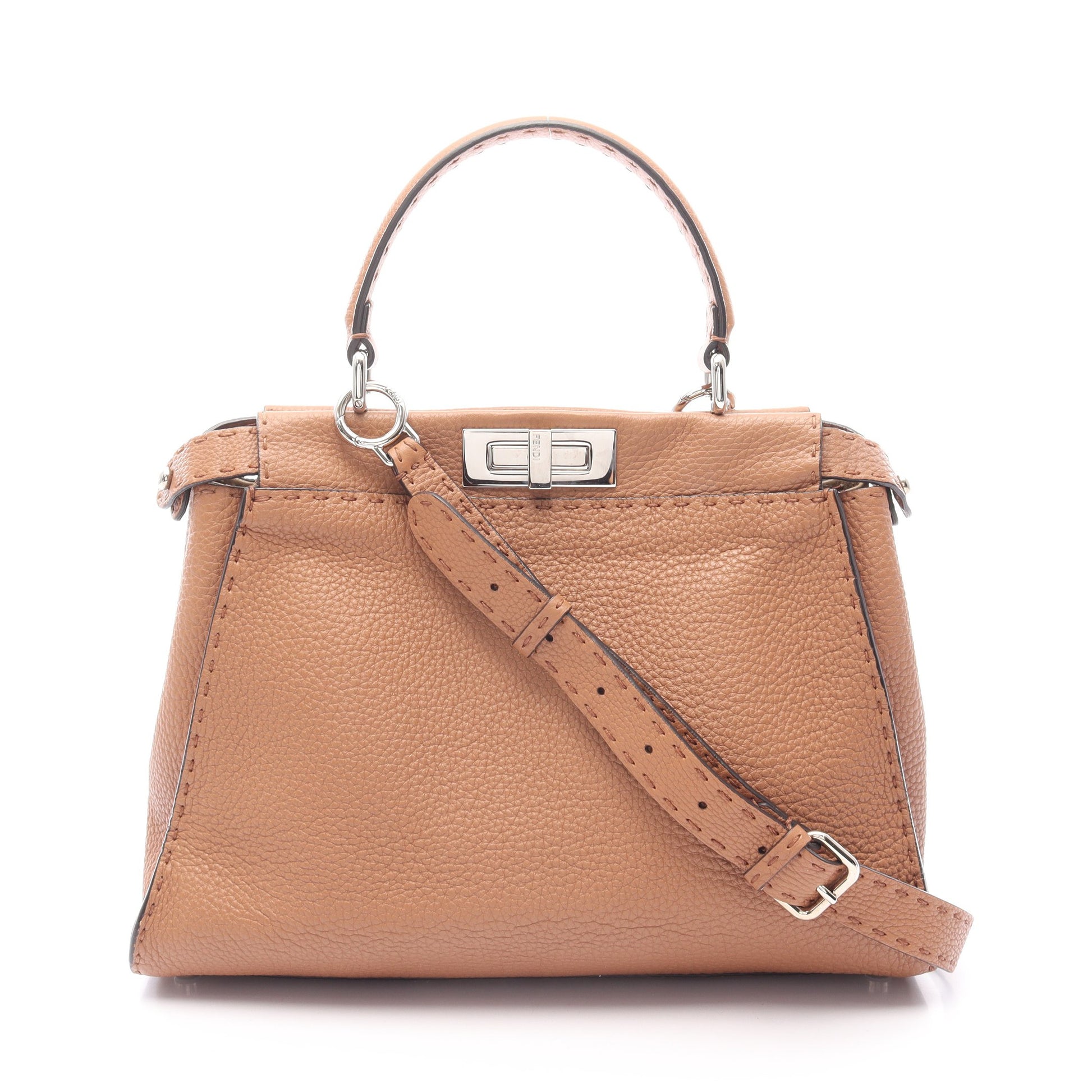 ピーカブー レギュラー セレリア ハンドバッグ レザー ブラウン 2WAY フェンディ バッグ FENDI