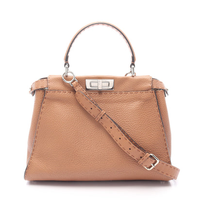 ピーカブー レギュラー セレリア ハンドバッグ レザー ブラウン 2WAY フェンディ バッグ FENDI