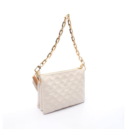 クッサンPM モノグラム チェーンショルダーバッグ レザー オフホワイト 2WAY ルイヴィトン バッグ LOUIS VUITTON