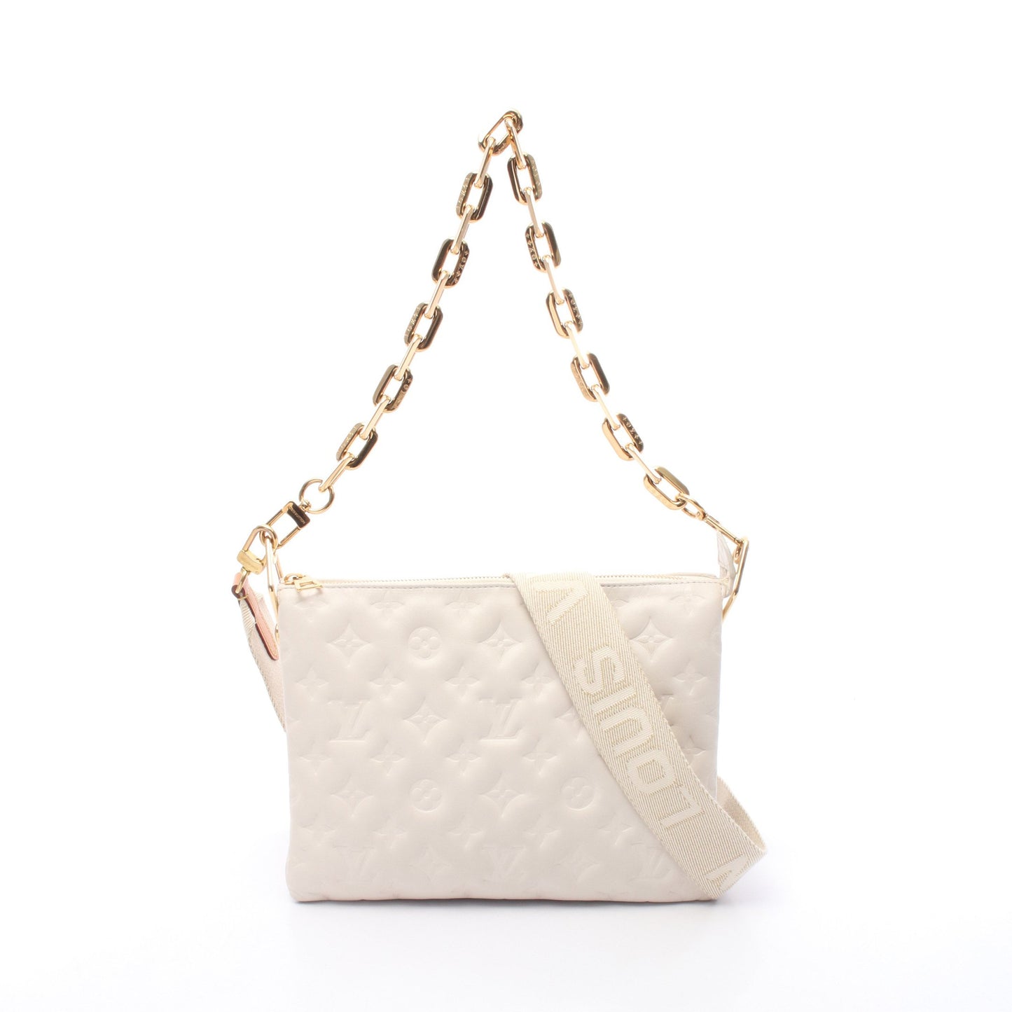 クッサンPM モノグラム チェーンショルダーバッグ レザー オフホワイト 2WAY ルイヴィトン バッグ LOUIS VUITTON