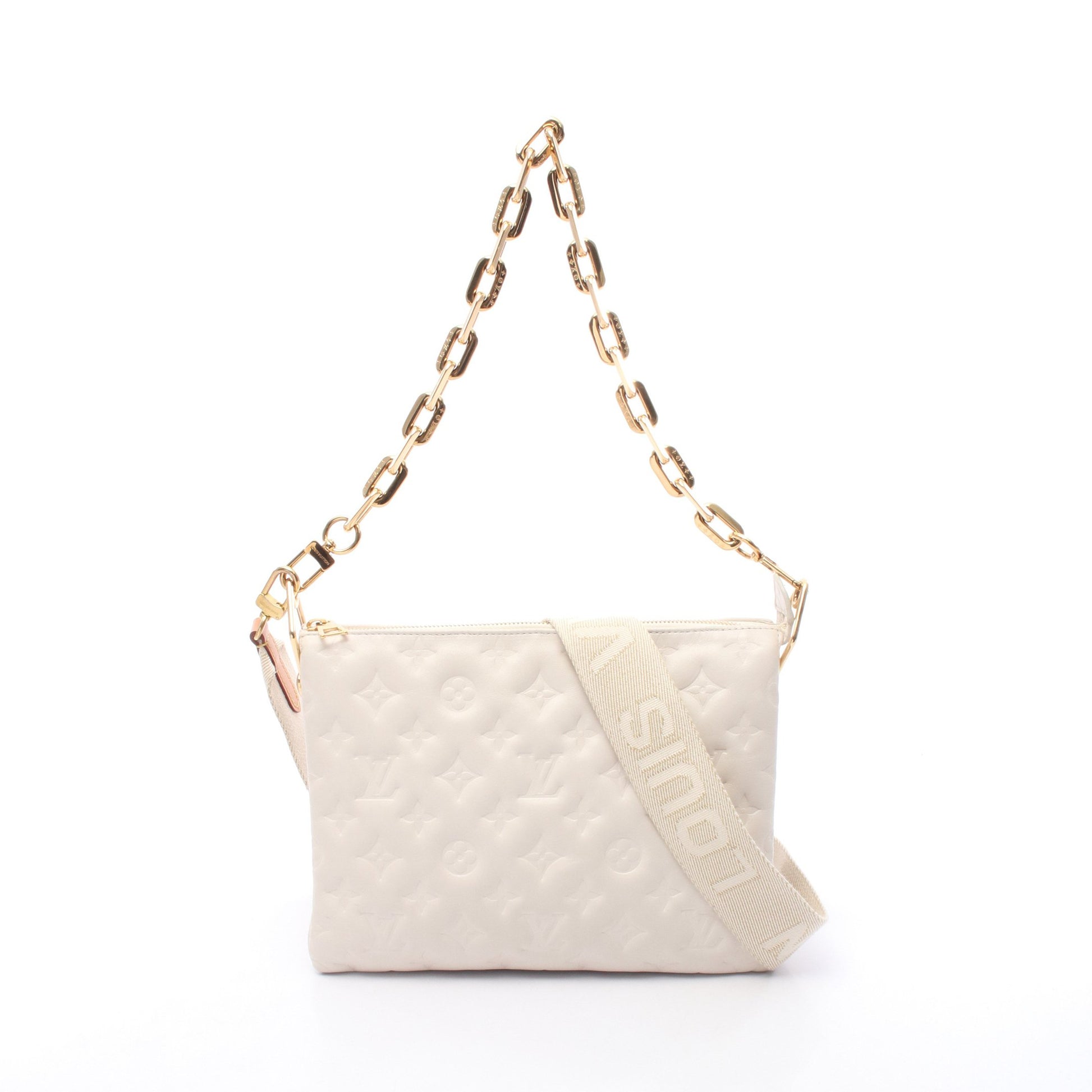クッサンPM モノグラム チェーンショルダーバッグ レザー オフホワイト 2WAY ルイヴィトン バッグ LOUIS VUITTON