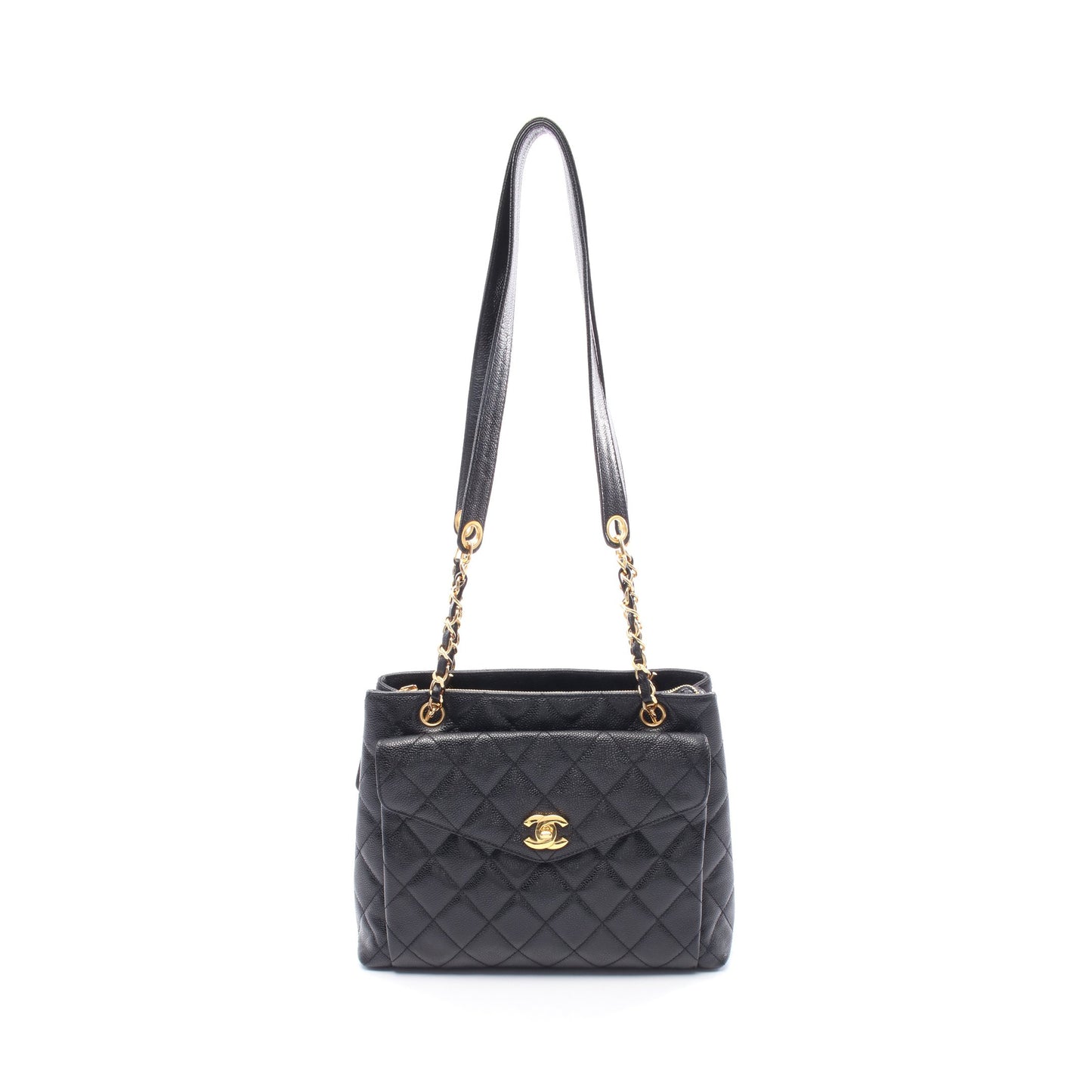 マトラッセ チェーンショルダーバッグ キャビアスキン ブラック ゴールド金具 シャネル バッグ CHANEL