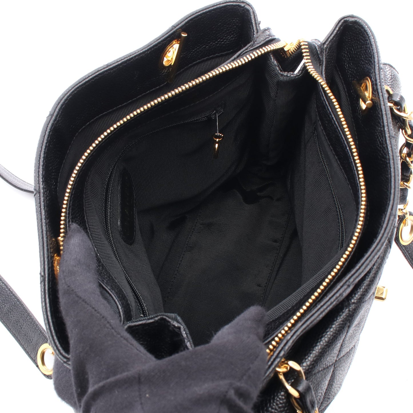 マトラッセ チェーンショルダーバッグ キャビアスキン ブラック ゴールド金具 シャネル バッグ CHANEL