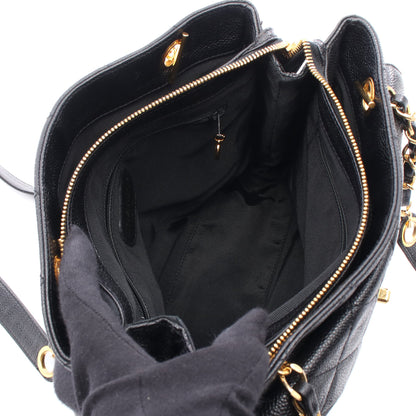 マトラッセ チェーンショルダーバッグ キャビアスキン ブラック ゴールド金具 シャネル バッグ CHANEL